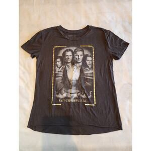 Supernatural Womens Size L As It Is Written So Shall It End Raw Hem T-Shirt Gold